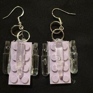 Purple and Clear Block Earrings